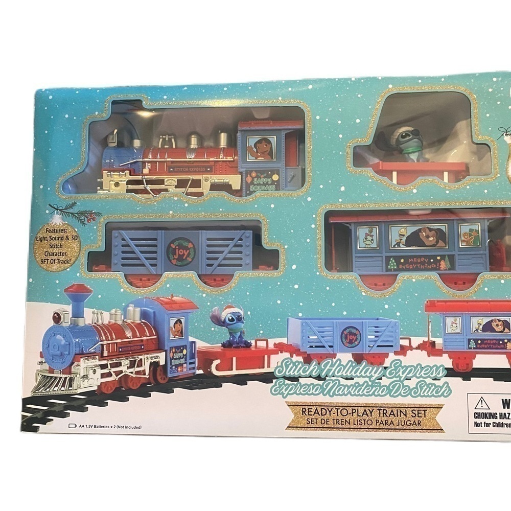 Disney Stitch Christmas Train NEW Holiday Decor Blue Santa